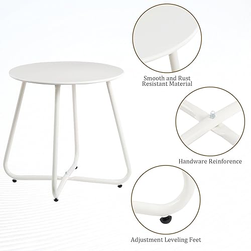 Miniatura 5 de HollyHOME - Mesa auxiliar redonda lateral para patio pequeña de metal para aperitivos