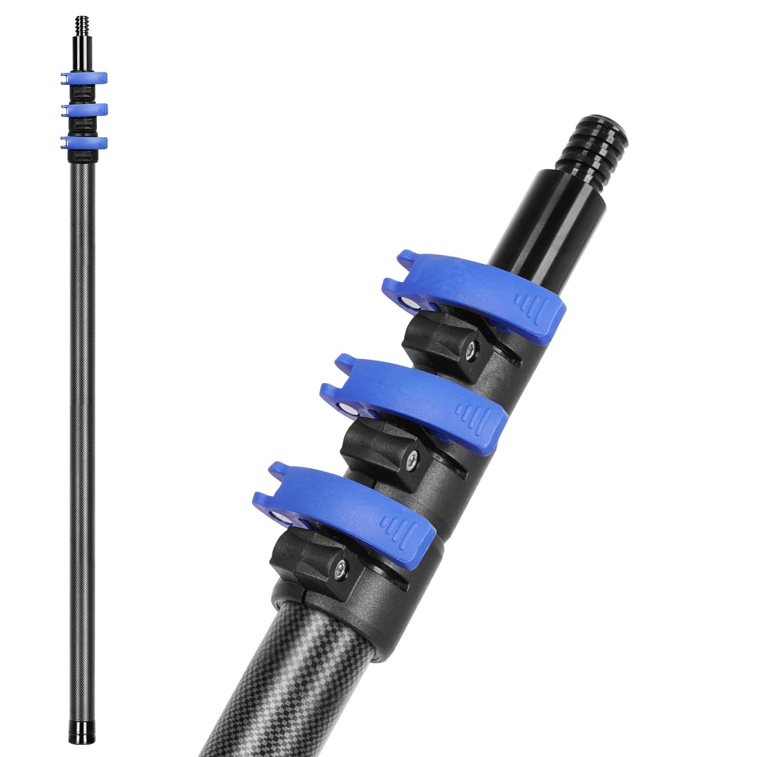 Pertiga Telescopica de Fibra de Carbono 4,88m, Palo Extensible Limpieza, Barra Telescopica Extensible para Pintar, Quitar el Polvo y Limpiar