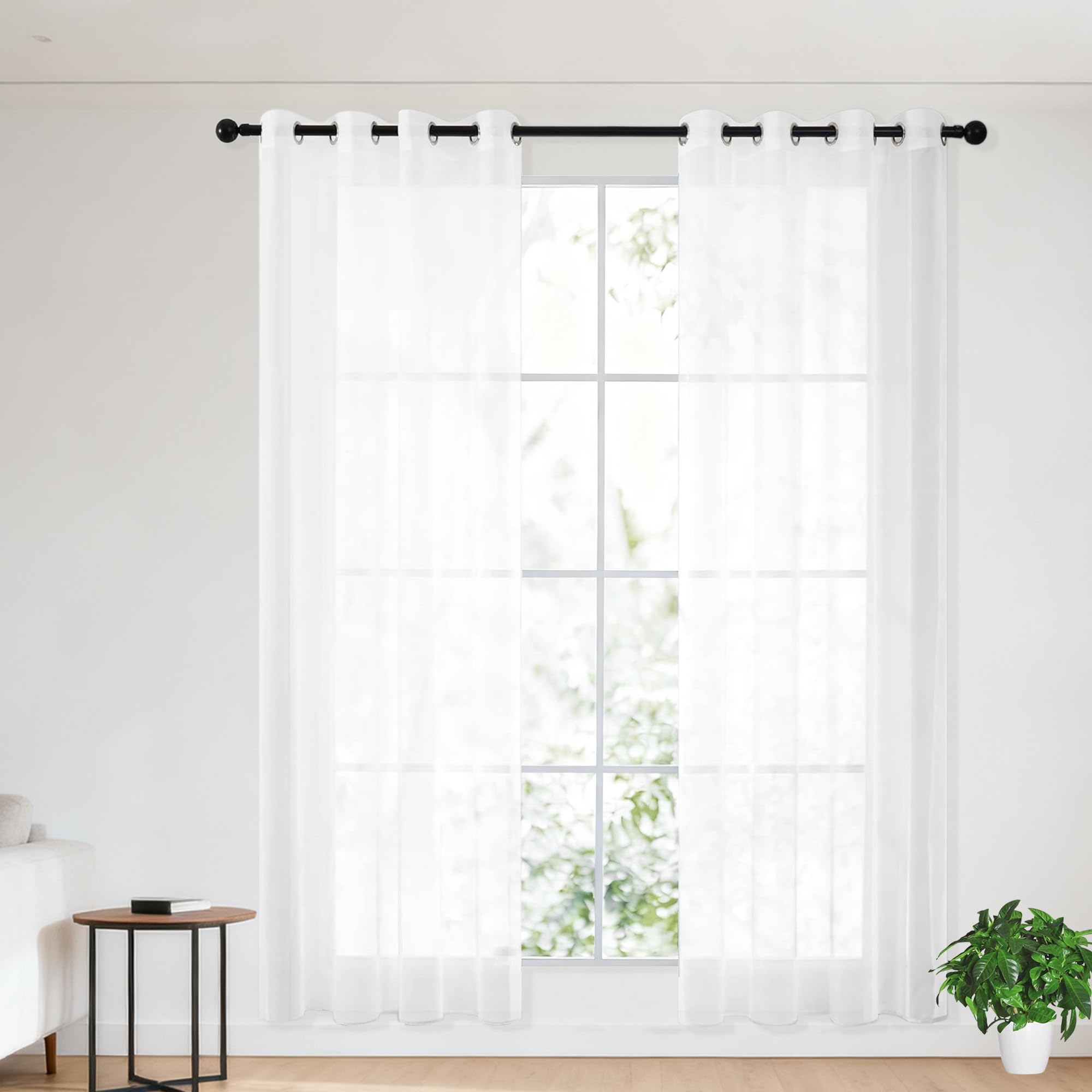 Rideau voilage fenetre 365 x 265 blanc rideau transparent oeillets salon chambre