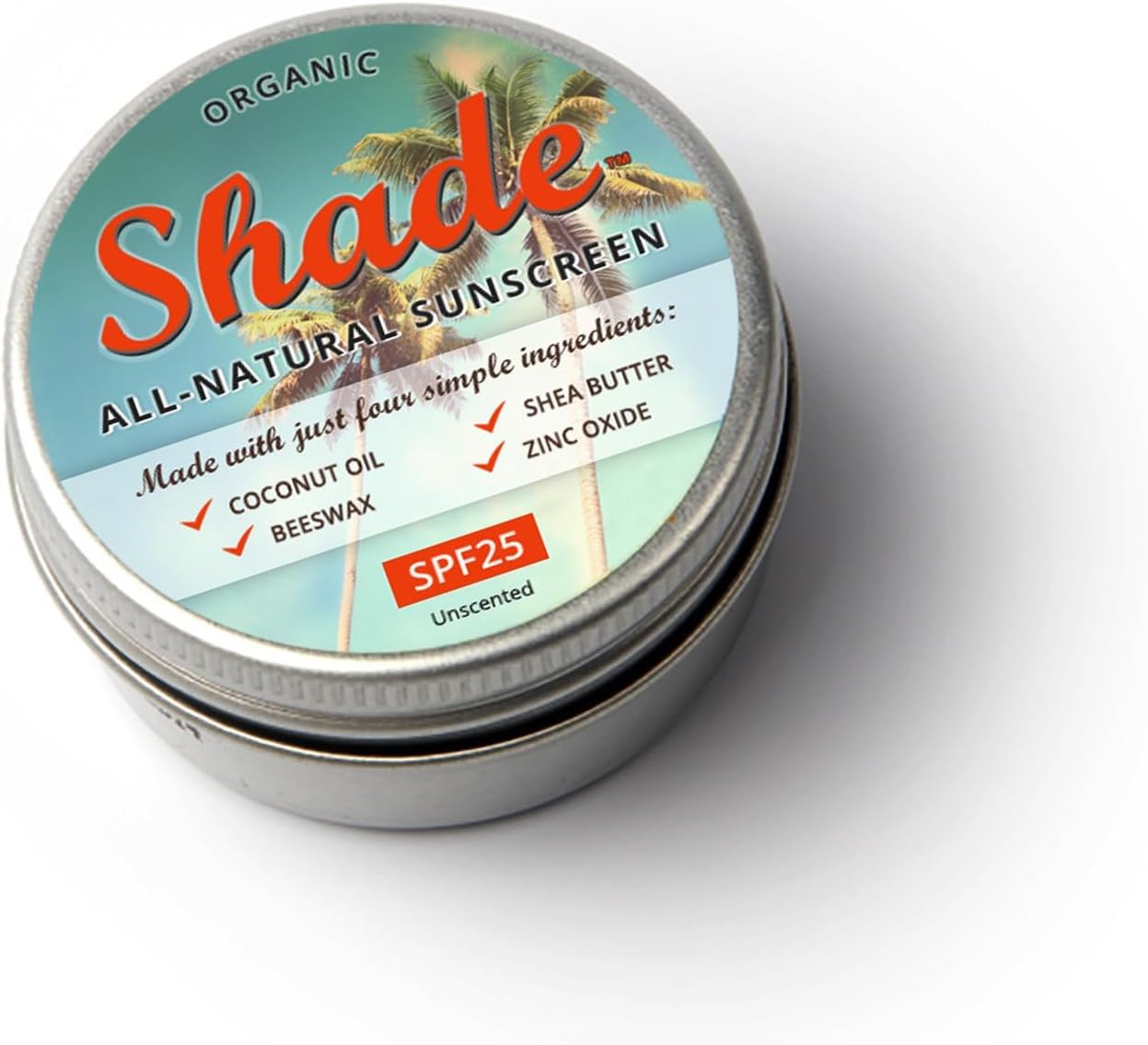 Shade All-Natural Sunscreen SPF25-15ml | Pocket-Sized Mineral Sun Cream with Organic Coconut Oil, Shea Butter, Beeswax & Zinc Oxide | EU Tested & Non-Toxic | Safe for All Skin Types & Ages