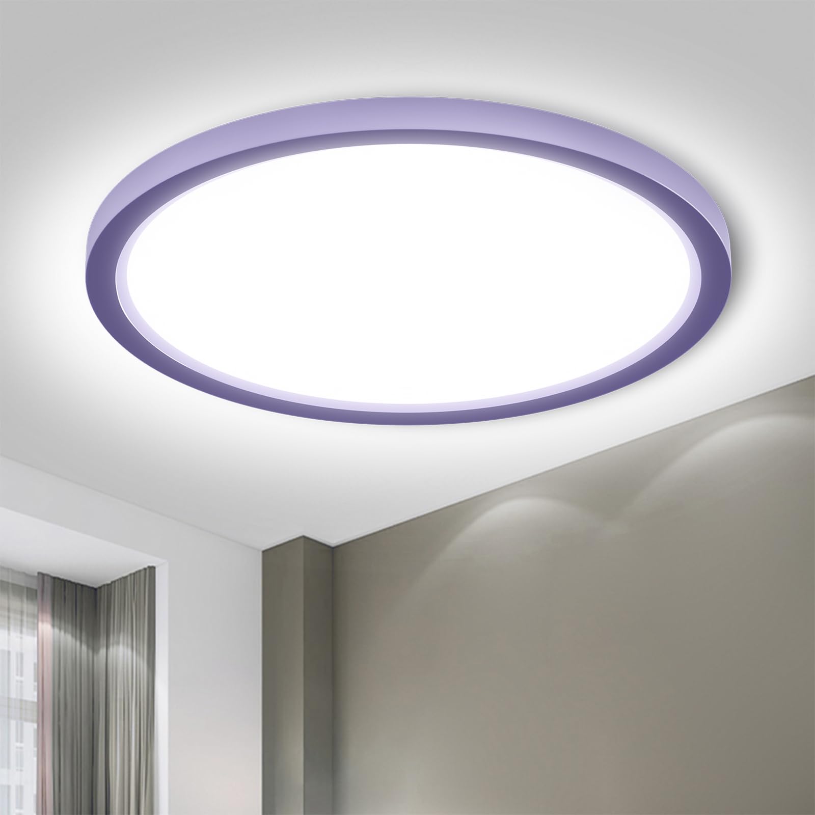 LQWELL® Plafoniera Lampada da soffitto a LED, Lampada da bagno impermeabile IP44 Rotonda Piatta 18W 6000K 1600LM Sottile per Soggiorno Bagno Camera da letto Cucina Seminterrato Ufficio, 220 * 24mm
