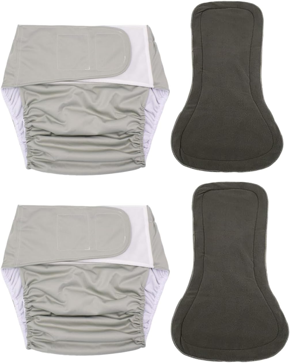 2-Pack Reusable Adult Incontinence Diapers with Absorbent Pads – Washable Leak-Proof Underwear with Adjustable Velcro Fit, Waterproof TPU Layer, Ideal for Elderly, Postpartum & Bedridden Care