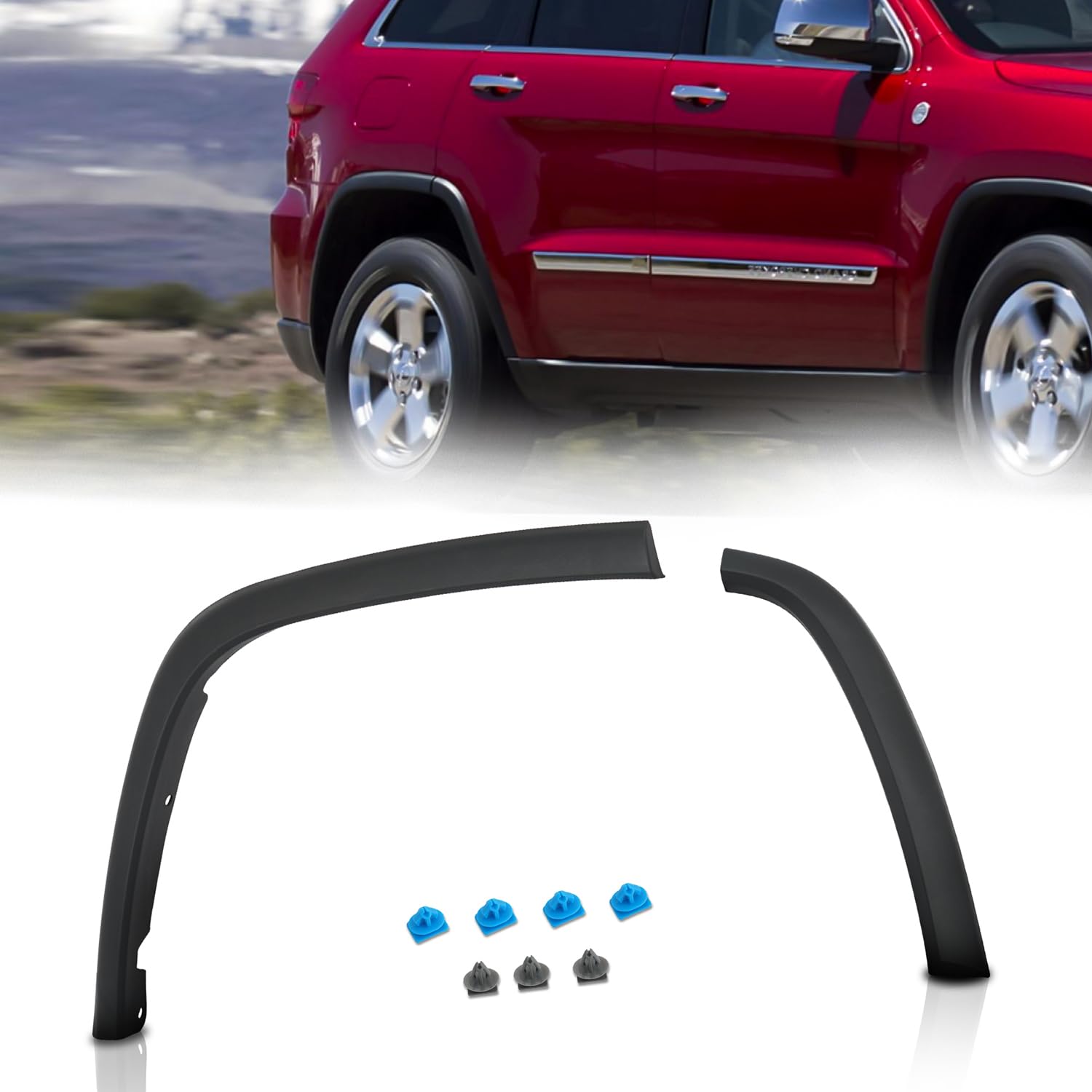 2011-2021 Jeep Grand Cherokee Rear Left Side Wheel Arch Trim Molding | Black | ABS | 2PCS | Fender Flare | 3 Years Manufacturer Warranty