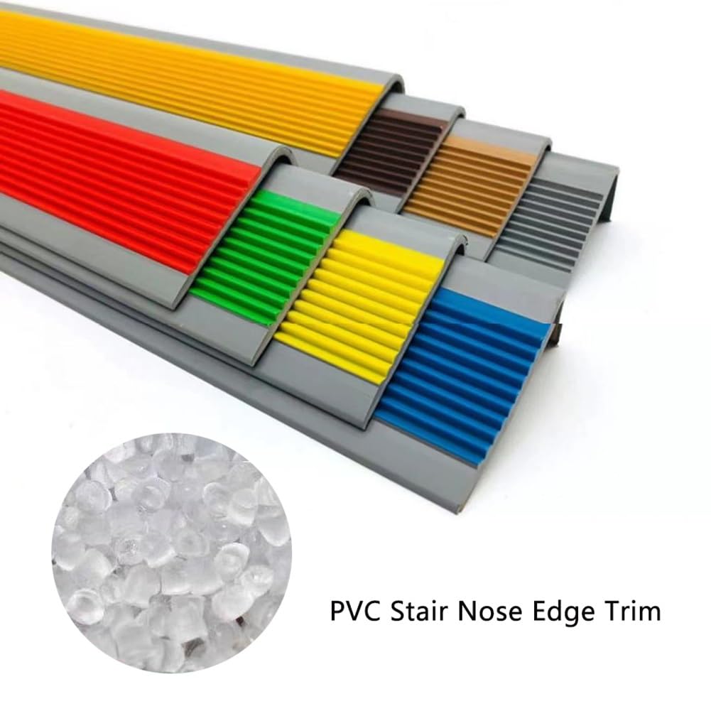 Perfil de protección para borde de escalón en forma de L de PVC, perfil autoadhesivas de vinilo para bordes de escaleras, para interiores y exteriores, tiras antideslizantes(Gray,500cm/16.4ft)