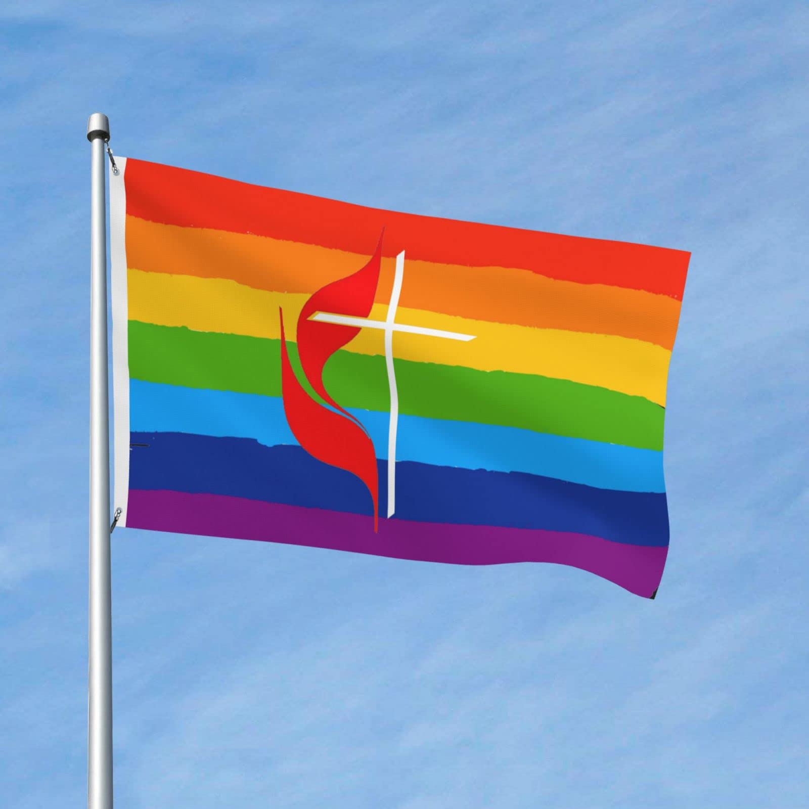 United Methodist Church Home Flag Double Sided Vivid Color 3x5 ft College Decor