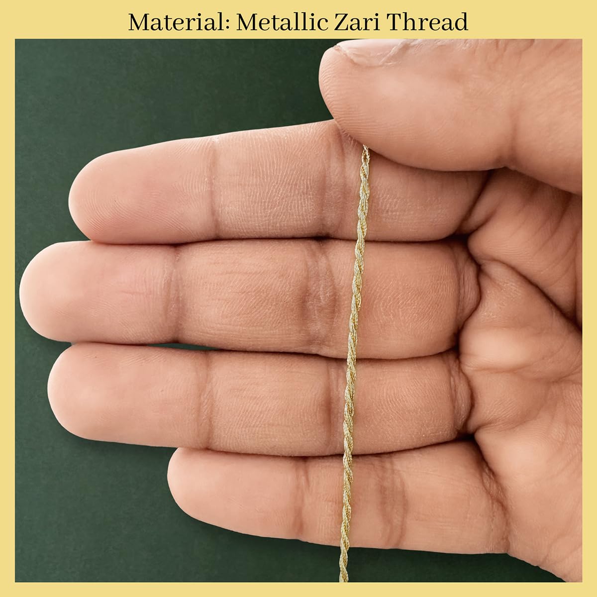 Embroiderymaterial Twisted Metallic Machine Zari Thread/Dori for Embroidery, Aari Work, Tassels, Jewellery, Bracelet, Lace, Crochet & Hand Embroidery (1MM Width, 73 Meters, Gold Color) 1