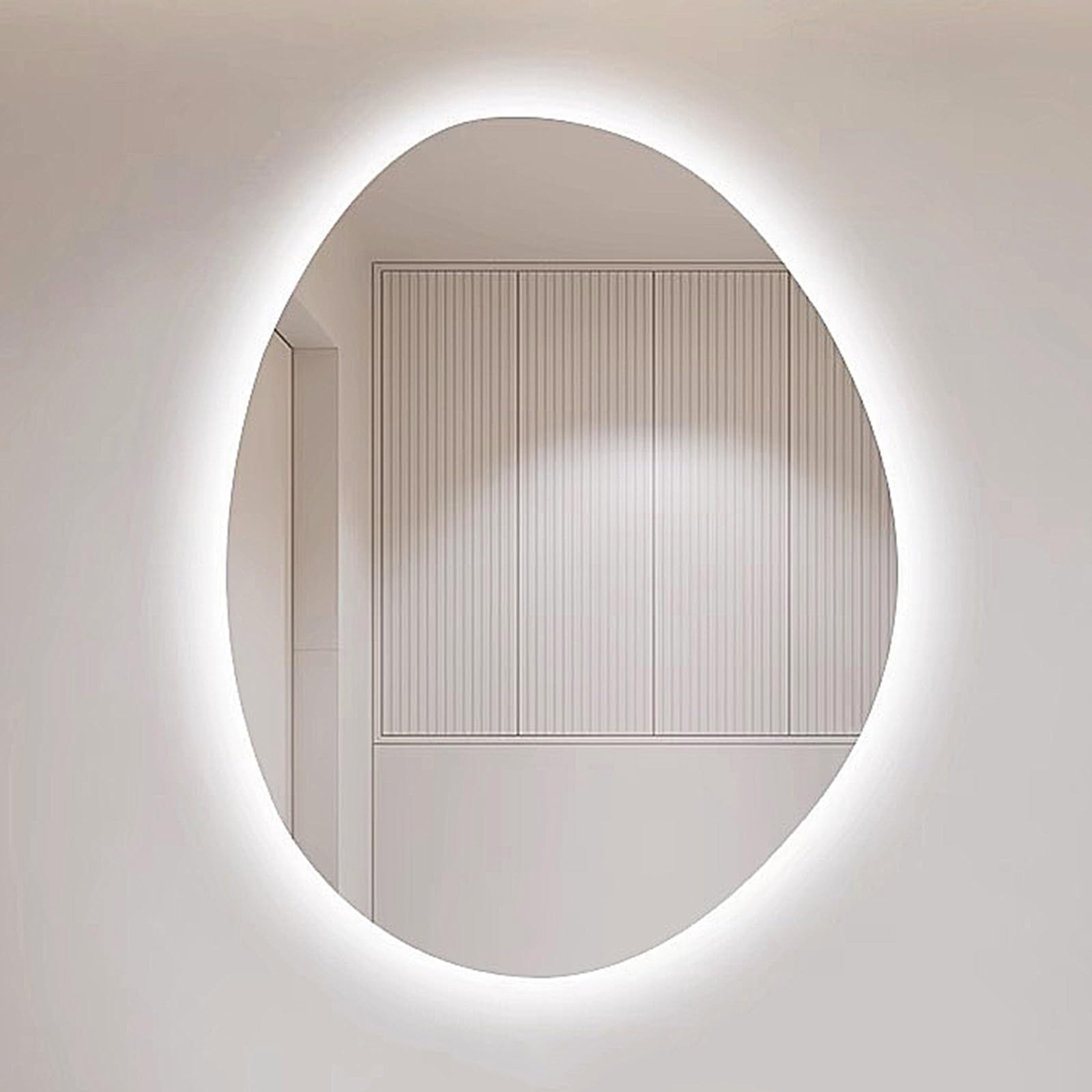 SXFSDOU Illuminated Vanity Mirror - HD Explosion-Proof, Frameless Teardrop Bathroom for Makeup, Living Room & Entryway