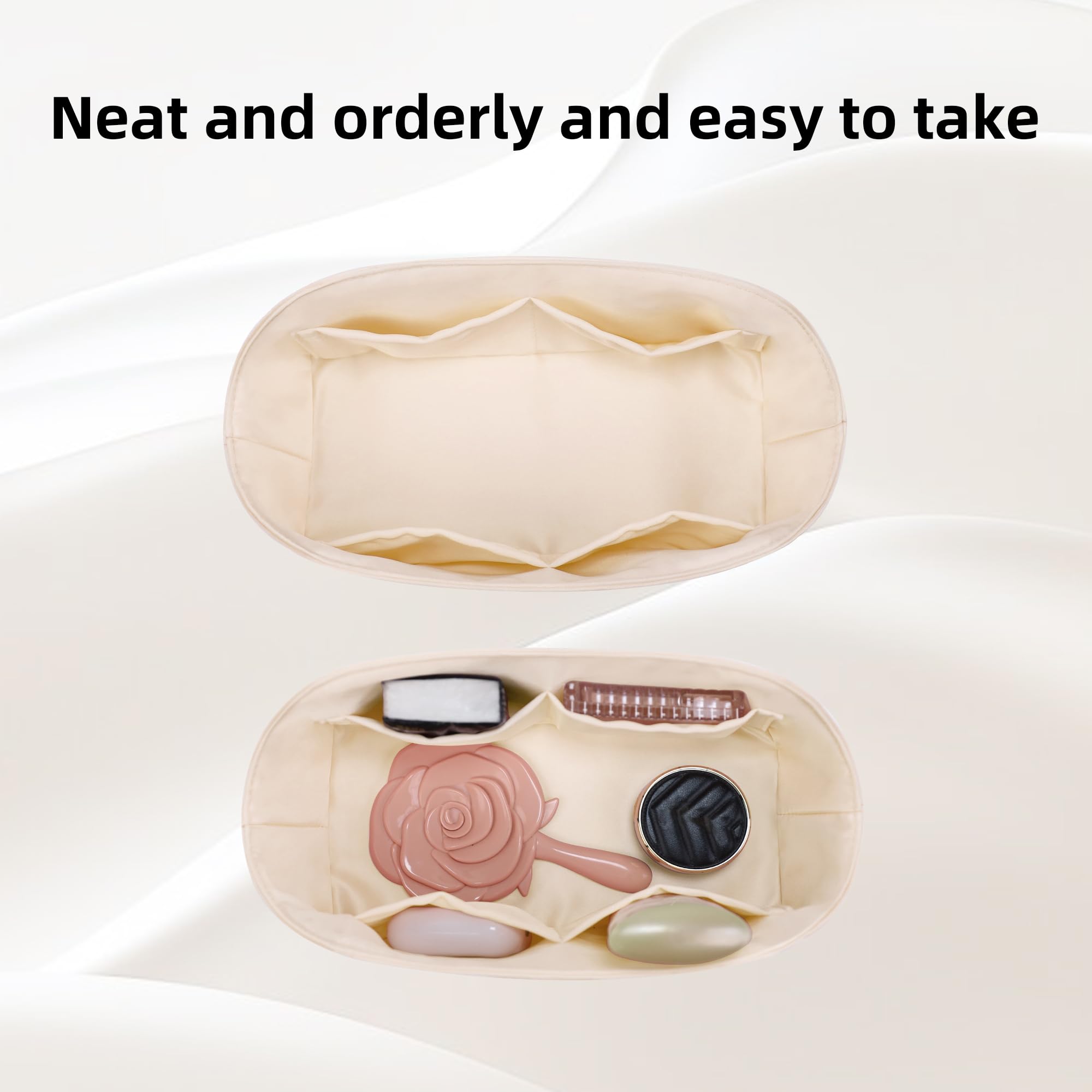 DGAZ Organizador Interior para Toujours Large, Inserto de Satén, Craie | Inserto de Satén de Lujo, Ajuste Perfecto, Protección Suave, Ligero