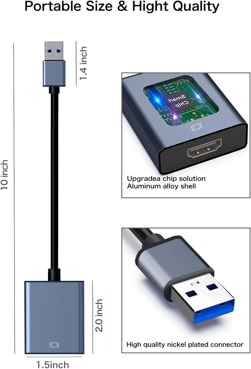 KLOMIER USB to HDMI Adapter - 3.0/2.0 Multi-Monitor Cable,Compatible with Windows 7/8/10/11 and MacOS for Multiple Monitors — view 7