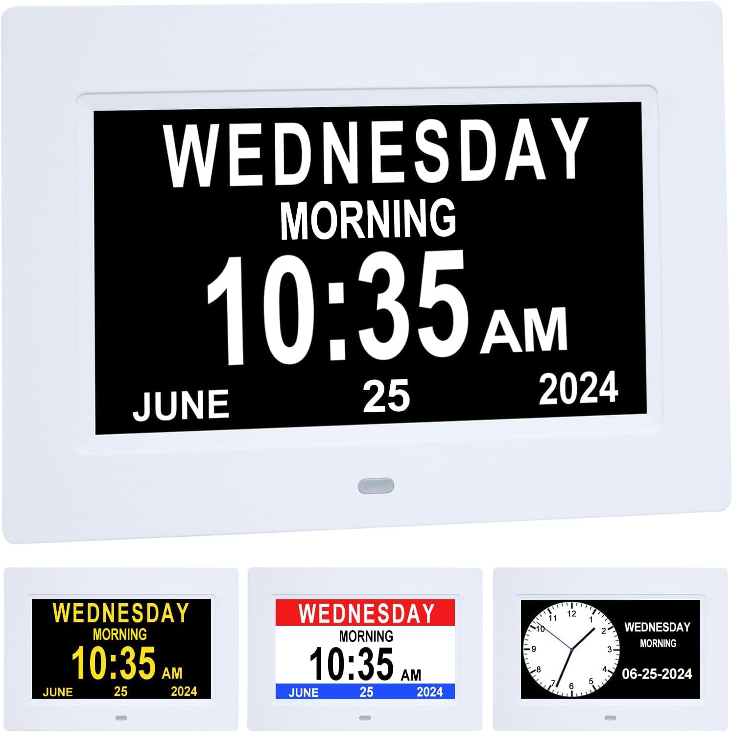 7 Inch Extra Large Day Date Time Digital Day Calendar Clocks with Auto-Dimming 12 Alarm Reminders Dementia Clock for Senior Elderly impaired Vision Memory Loss