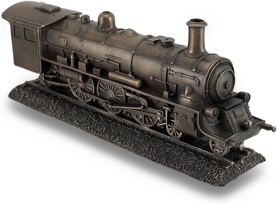 Veronese Design 10.5" Long Steam Locomotive Engine Cold Cast Resin Antique Bronze Finish Steampunk Statue Train Gifts