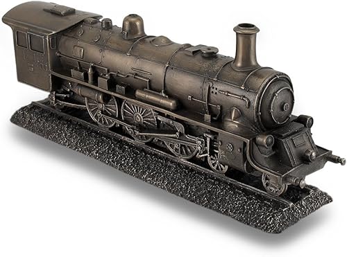 Veronese Design Motor de locomotora de vapor de 10.5 pulgadas de largo, resina fundida en frío, acabado de bronce antiguo, estatua steampunk