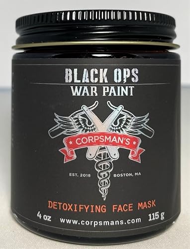 Corpsman's BLACK OPS SCRUB YA MUG  Exfoliante facial desintoxicante  tarro de vidrio de 4 onzas