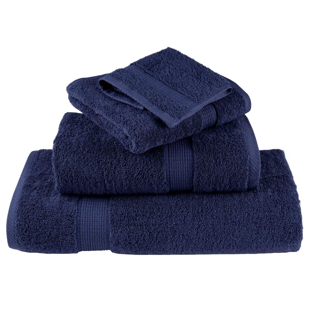 Mangloder SOLUND Handtuch Set 10 Stk Marineblau 50 x 100 cm, 600 g/m², 100% Baumwolle, Frottee, saugstark, schnelltrocknend für Bad, Sauna, Strand und Fitnessstudio