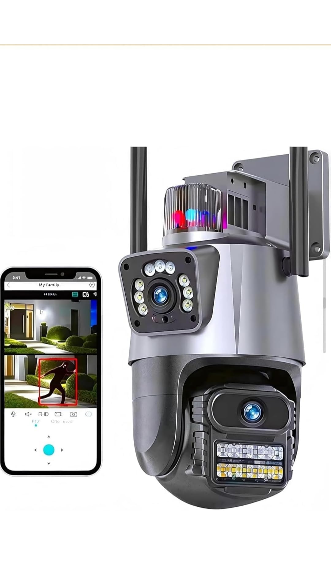 WiFi Dual Lens 6Mp Outdoor PTZ CCTV 4K+4K HD Camera with Built-in Alarm 360° View, Two-Way Audio, Night Vision, Wireless Security Camera for Home with Weather Resistance & Mobile App V380 Pro.-image-27