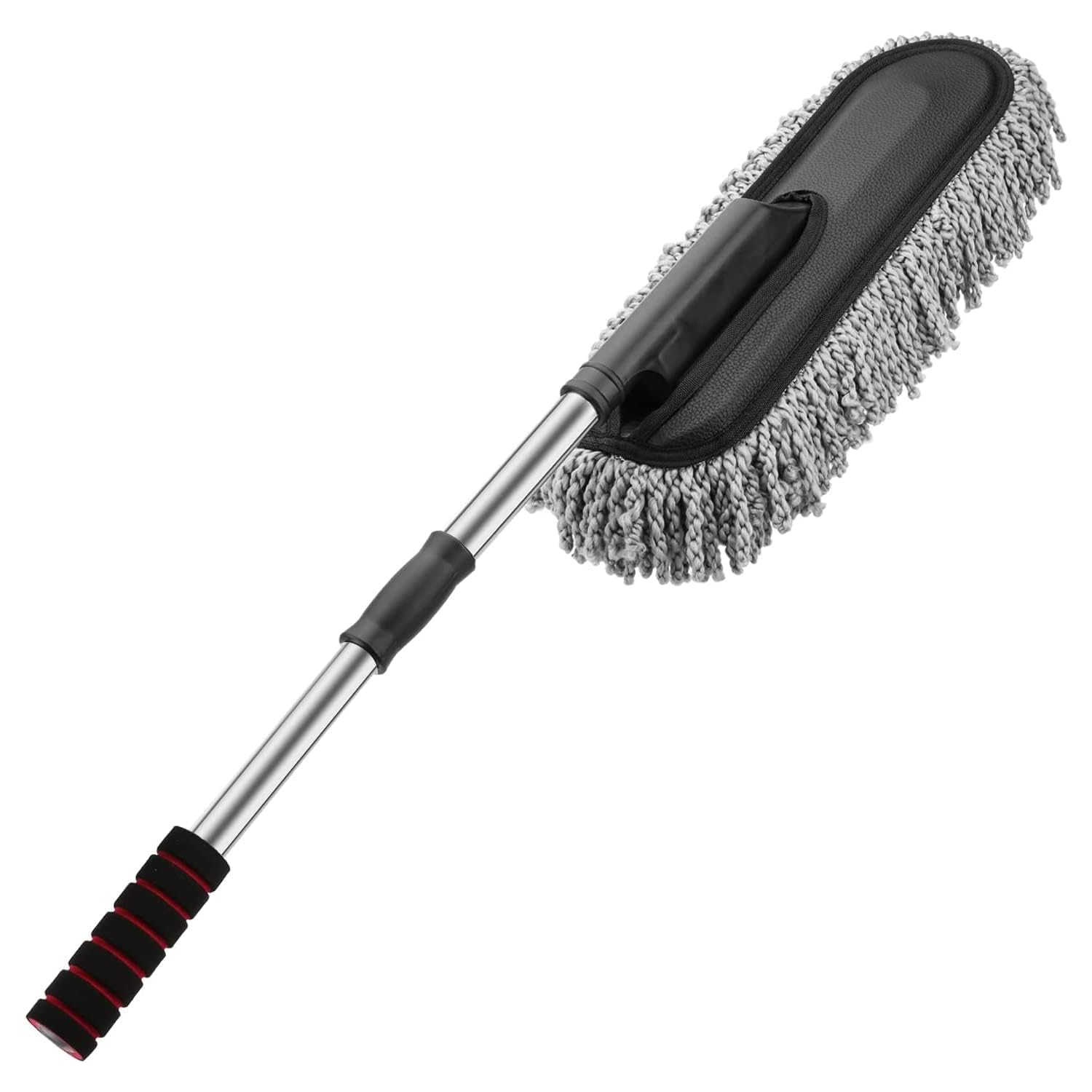 Soft Microfiber Car Duster Brush with Extendable Handle Wet & Dry Scratch Free Surface Cleaner Multipurpose Kitchen Accessory for Dusting Cleaning (Grey, Pack of 1)-image-34