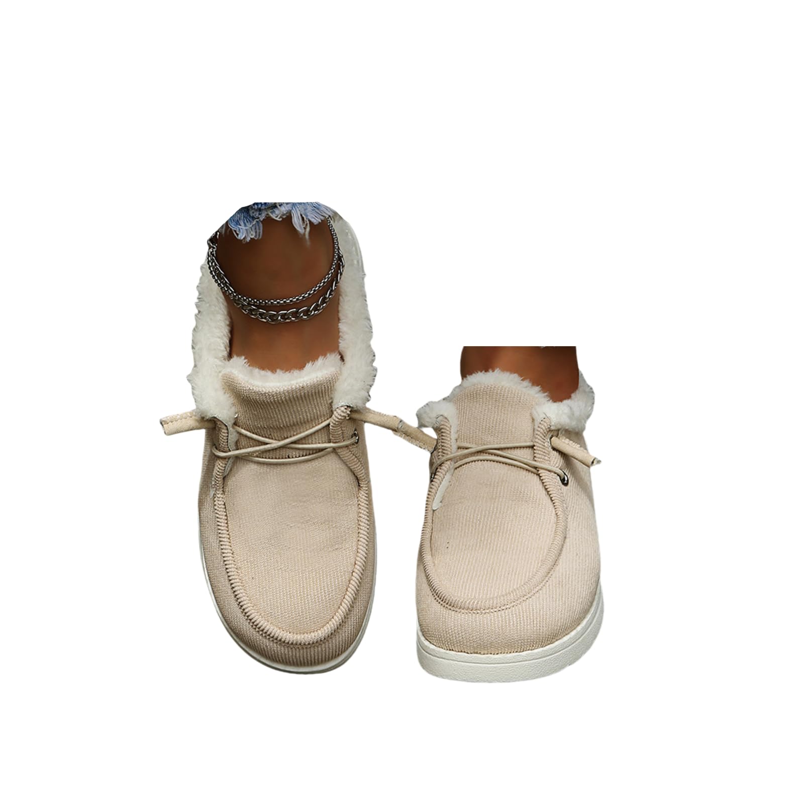 Winter Boots For Women 2025 Flat Warm Fur Lined Snow Ankle Booties Comfortable Casual Fashion Trendy Loafers Shoes