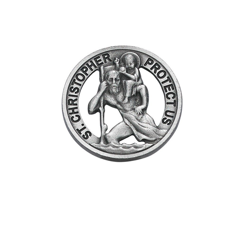 Enlightened Expressions Round St. Saint Christopher Medal Pendant Cut Visor Clip Visor Clips