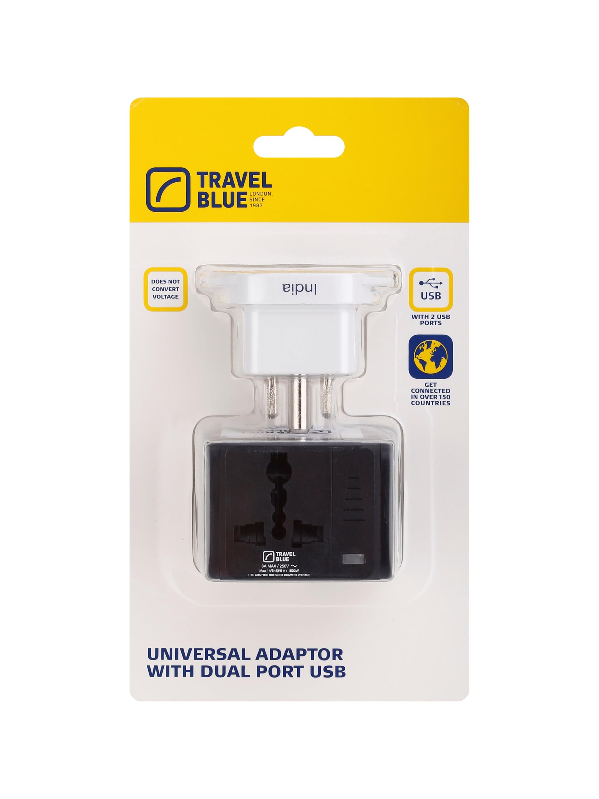Travel Blue Universal Adaptor with Dual Port USB, Compatible with Over 150 Countries, UK, Europe, US/AUS Plugs-image-14