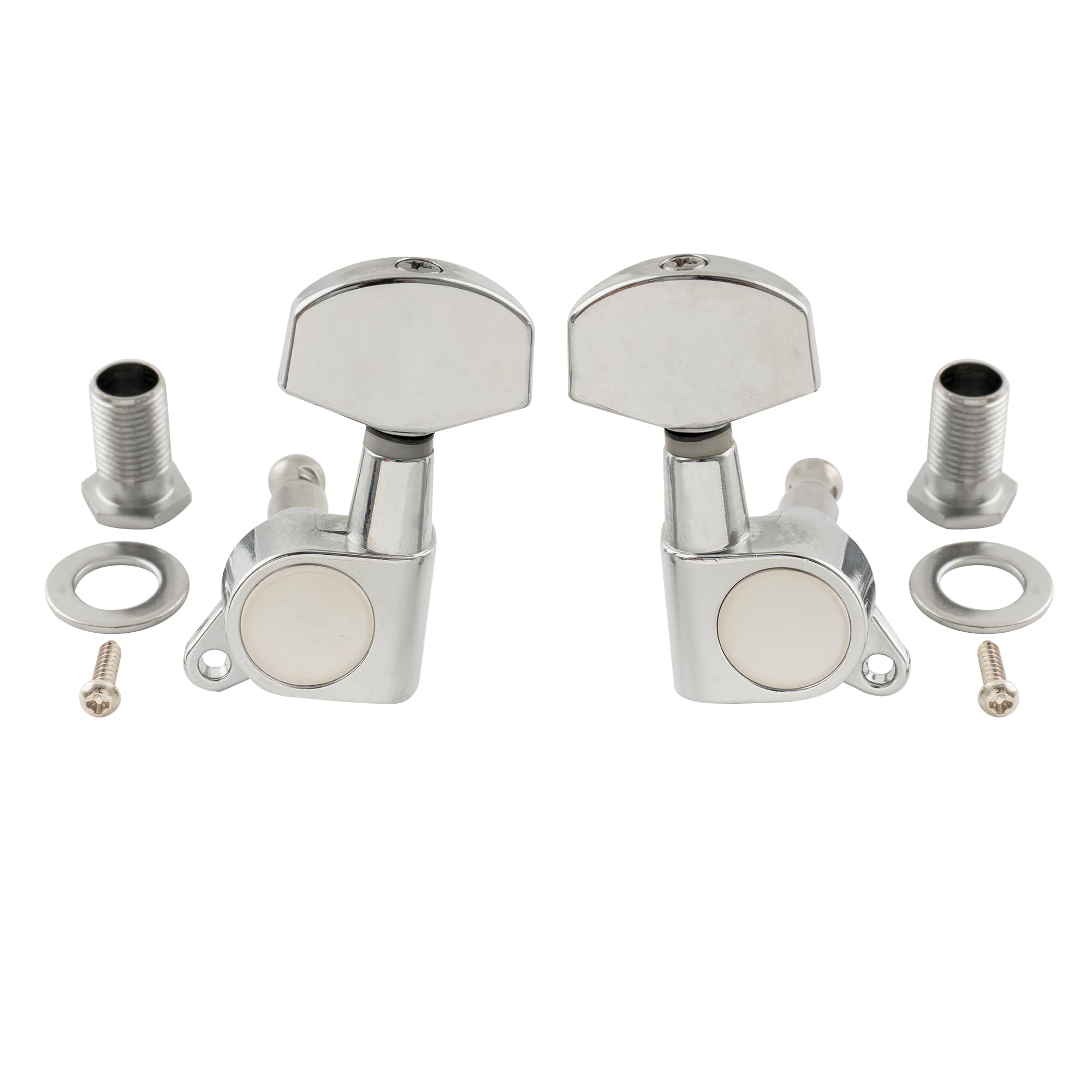 Musiclily Pro L3+R3 Set Meccaniche per Chitarra Elettrica Acustica, Big Button Cromato