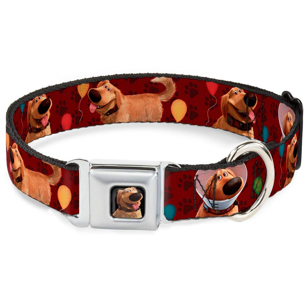 Buckle-Down Seatbelt Buckle Dog Collar - Dug 4-Poses/Balloons/Paw Print Reds - 1.5" Wide - Fits 16-23" Neck - Medium
