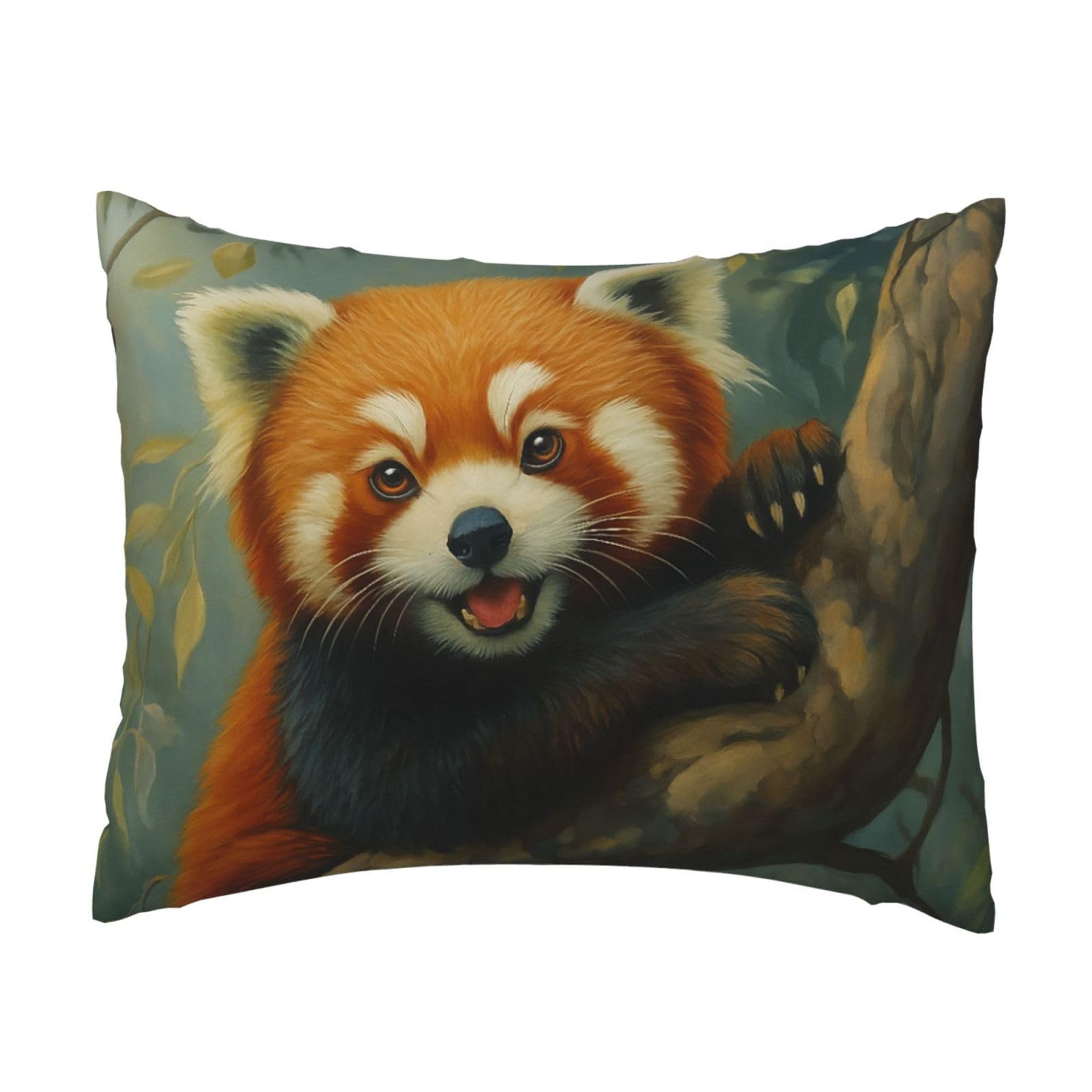 Playful Red Panda in Pillowcase Soft Plush with Zipper Decorative Pillowcovers 16x20 in
