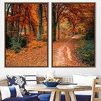 2 Piece Framed Canvas Wall Art Rustic Woods Canvas Prints Home Artwork Decoration for Living Room,Bedroom - 16