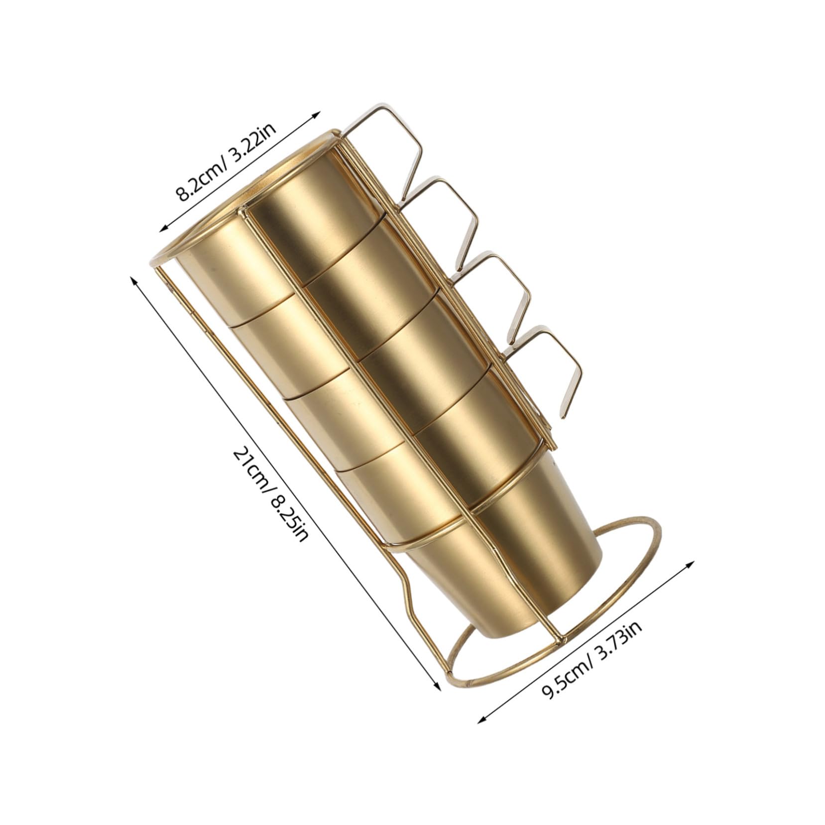 Tazas de Café de Acero Inoxidable Aisladas con Doble Pared y Asa de Tazas Apilables con Soporte Dorado Resistentes y Ergonómicas para Camping y Bebidas Calientes