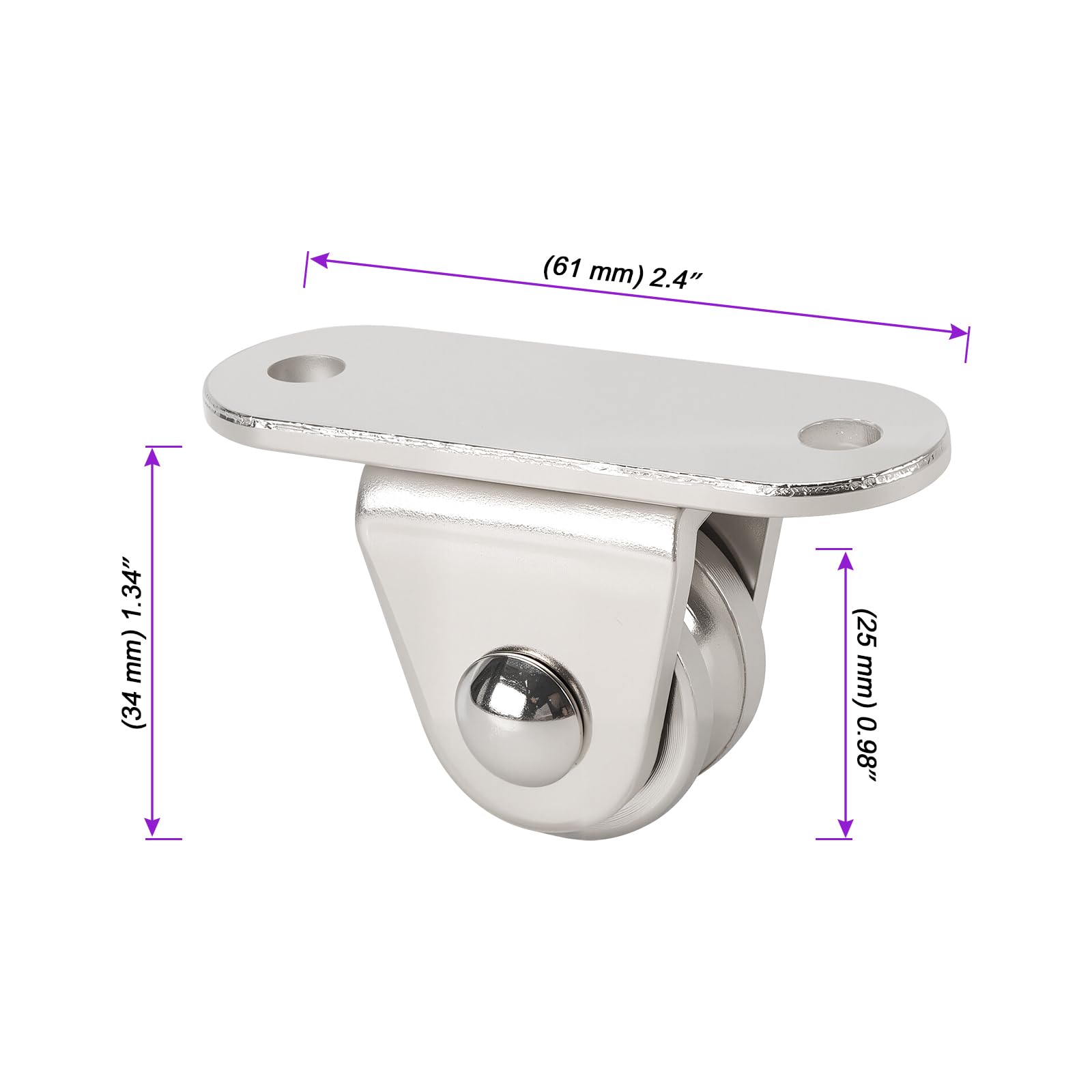 Lot de 8 poulies de renvoi en acier nickelé - 6 mm pour cordes - Charge 80 kg - Pour voiles d'ombrage, auvents - Avec 16 vis et ancrages