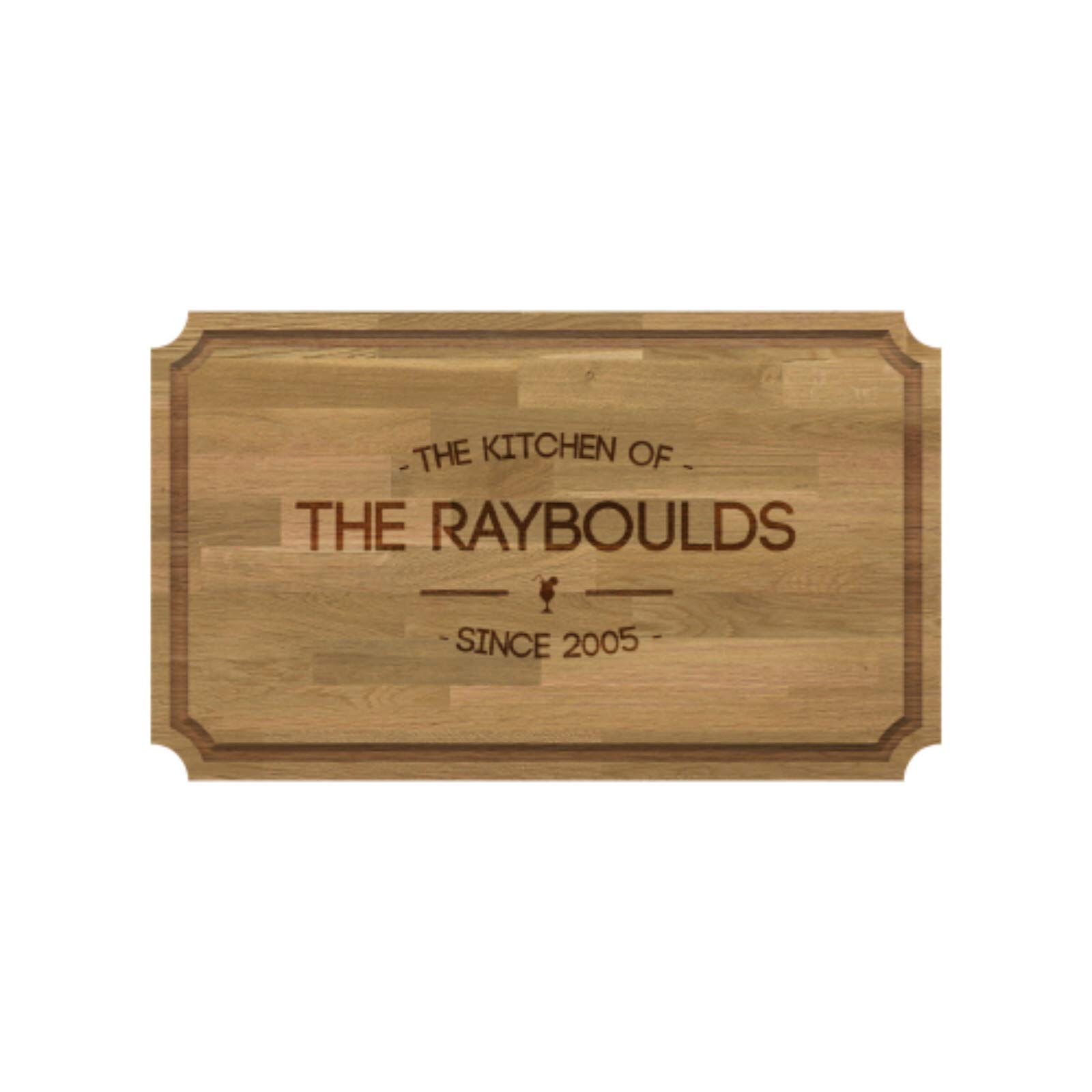 Be-Creative Tabla de cortar grande de madera maciza de roble natural, grabado y personalizable, estilo 13