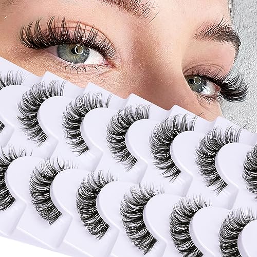 Goddvenus False Eyelashes, Natural Look Wispy CC Curl Russian Eyelashes