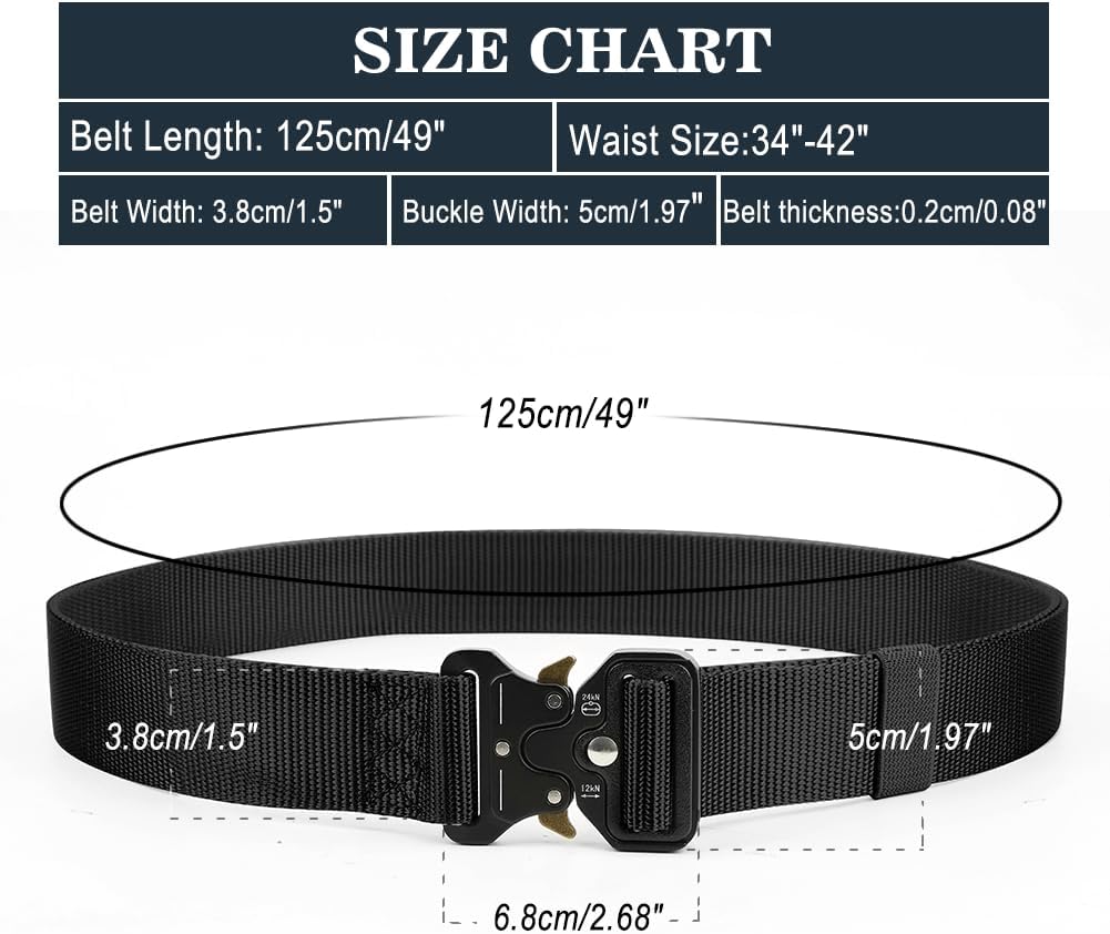 Military Belt, Men Tactical Belt with Quick Release Metal Buckle Ideal for military training and outdoor, police belts black - Image 6