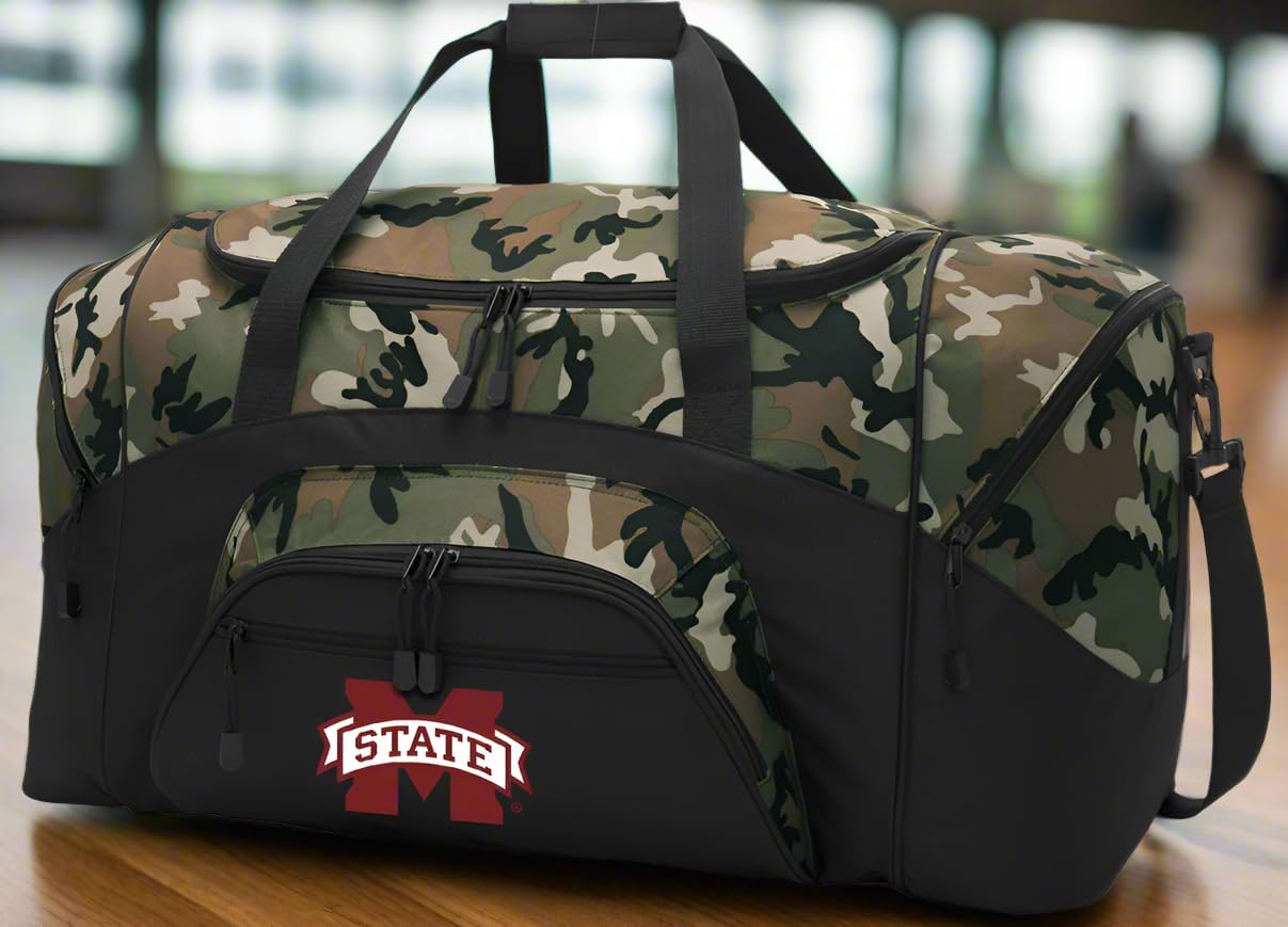 Camo Mississippi State Duffel Bag - MSU Bulldogs Suitcase or Gym Bag For Men Or Her (Camo)