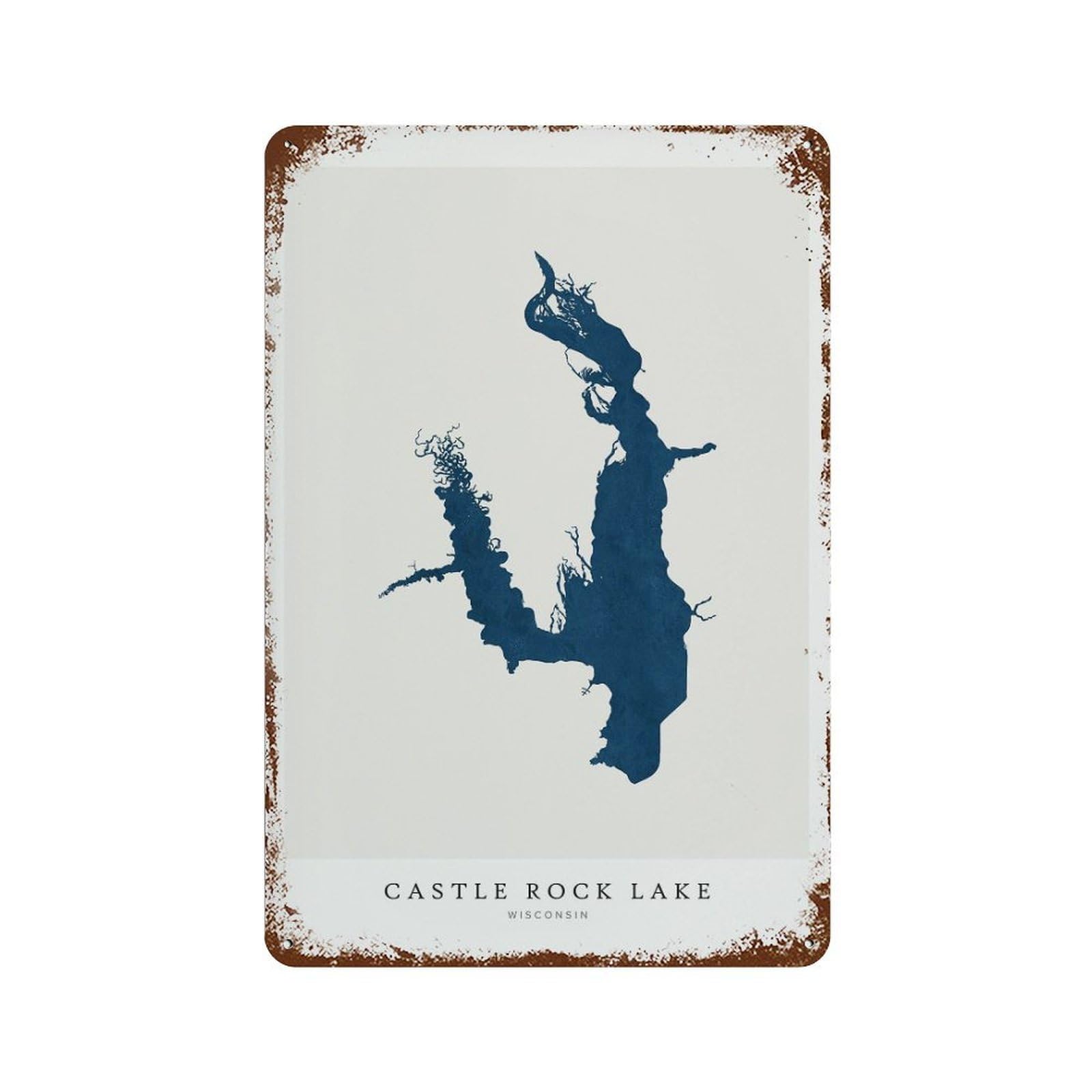 xiaoxiaoshen Castle Rock Lake Map Wisconsin (2) Wall Decor Art Metal Tin Poster Modern Home Decor Art Home Bar Shop Decorations Vintage Sign 30x20cm