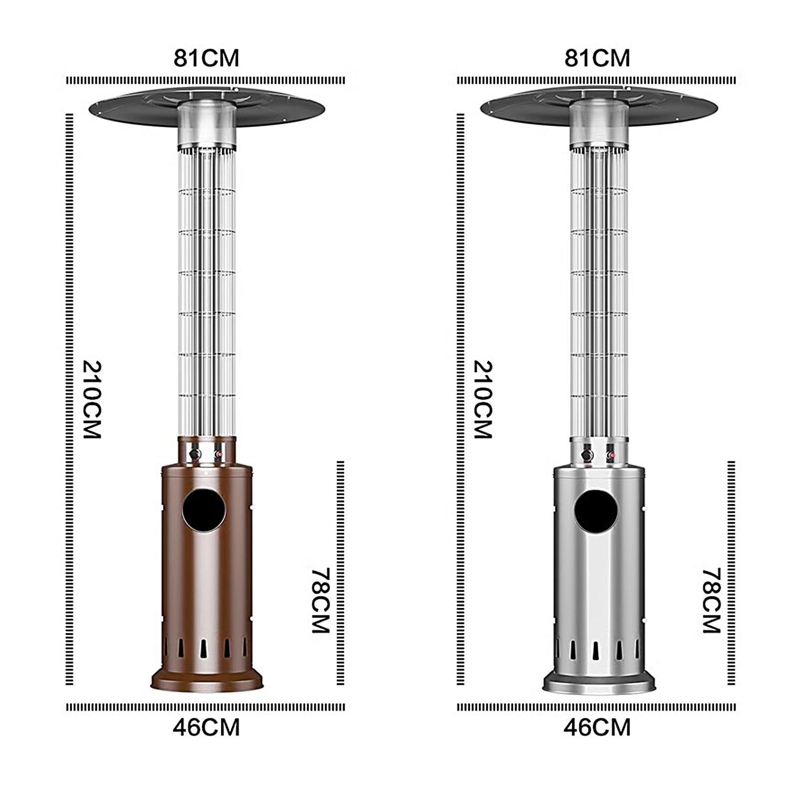 Fungo Riscaldante per Esterno, Riscaldatore da Esterno con Ruote, Riscaldatore a Gas con Dispositivo di Tripla Protezione per Uso Interno ed Esterno 2 Colori(Gray)