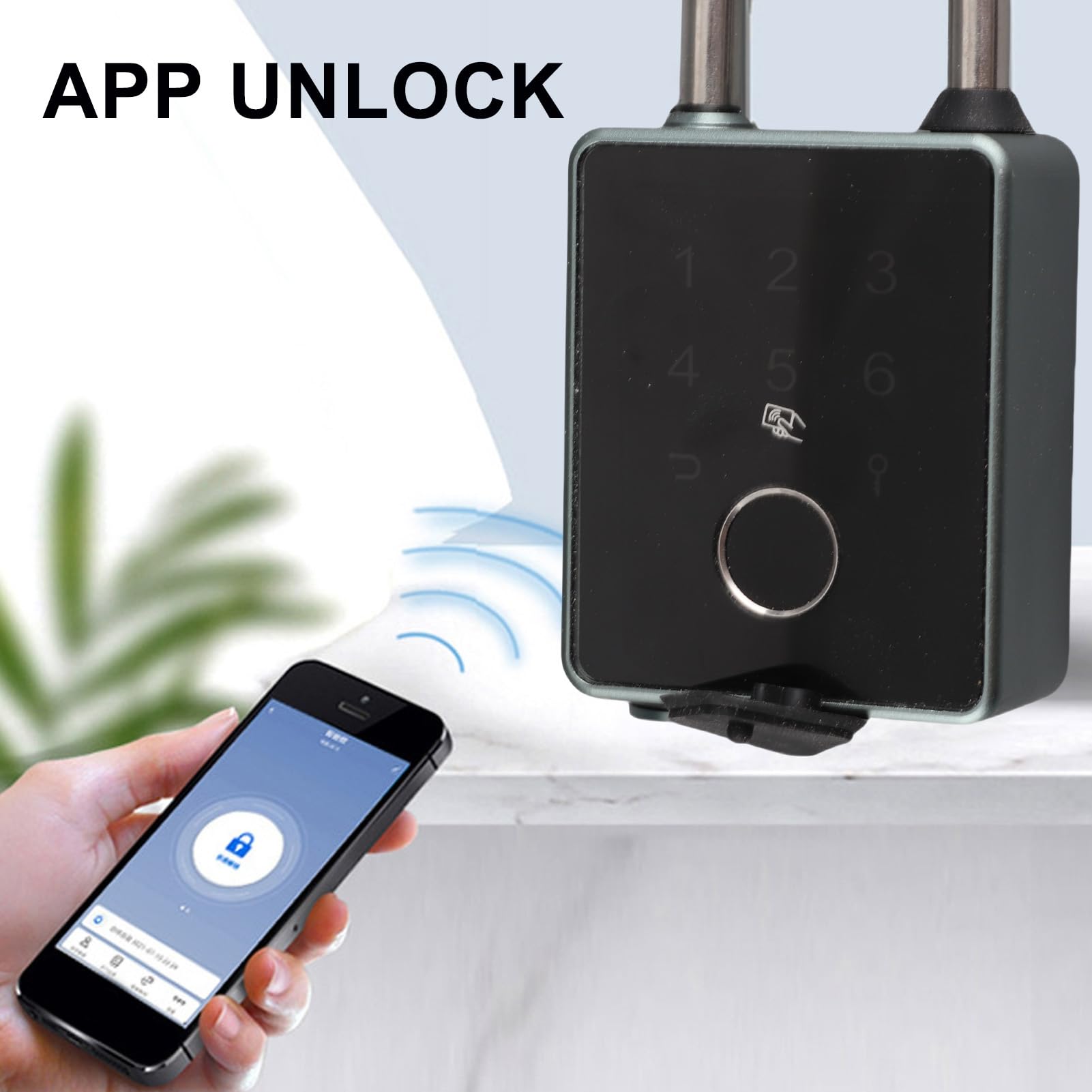 Sonew Candado Inteligente con Contraseña y Huella Dactilar, Candado Biométrico de Metal sin Llave con Huella Digital, Cerradura Electrónica con Llave de Aplicación de Tarjeta,