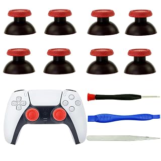 8 Red Replacement Joystick Analog Thumb Stick Thumbstick for PS5 Controller | CTHTBZ 8PCS Black Red Repair Kits Screwdriver for Playstation 5