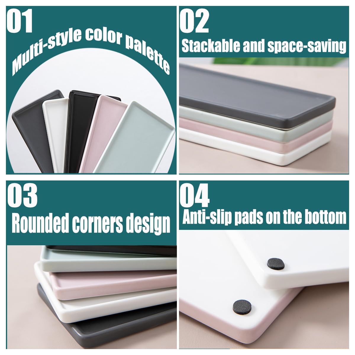 VICASKY Badezimmer Tablett Rosa Keramik - Marmor Muster Organizer Für Kosmetik & Schmuck