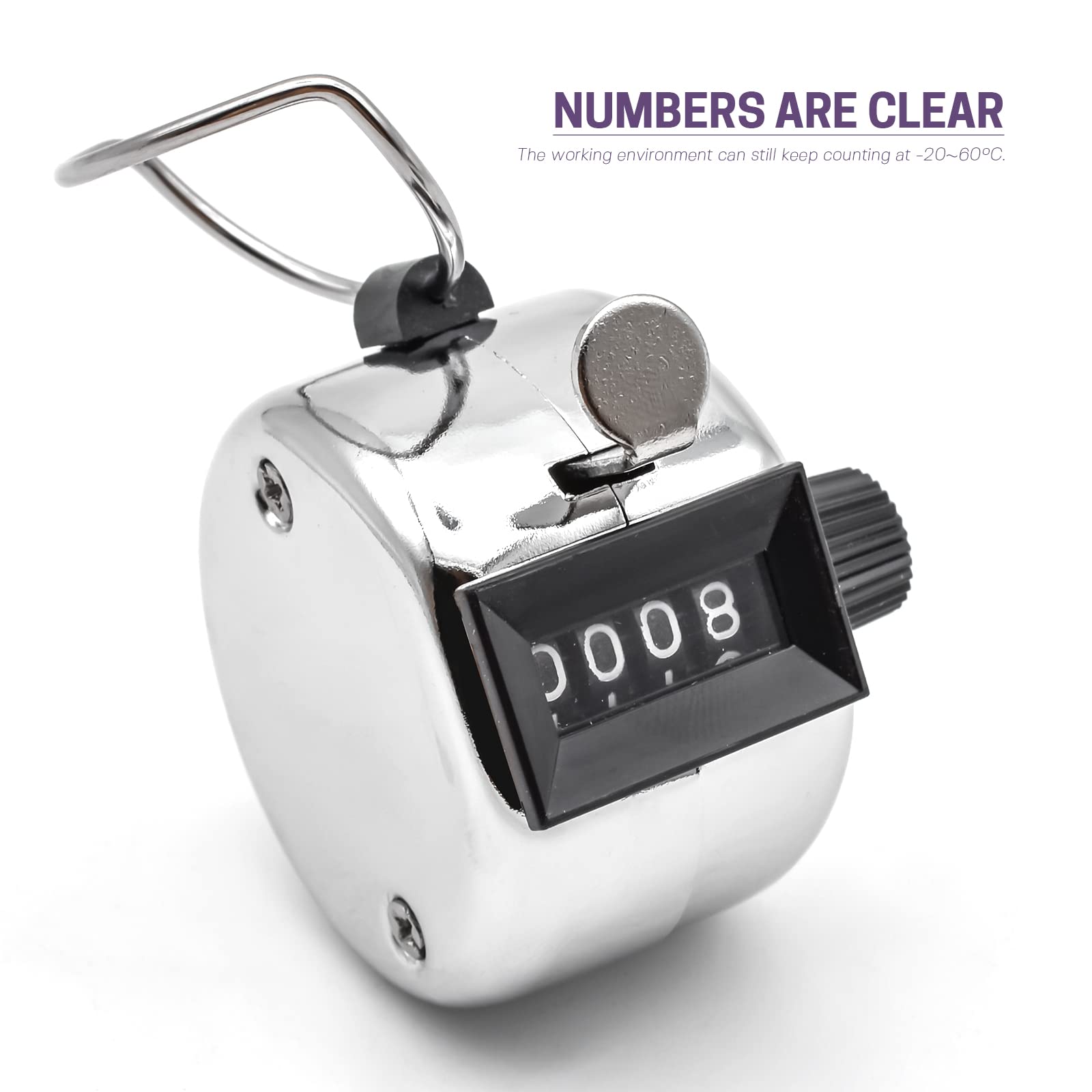 Clicker contatore in metallo, contatore manuale a 4 cifre, per golf, sport, eventi scolastici
