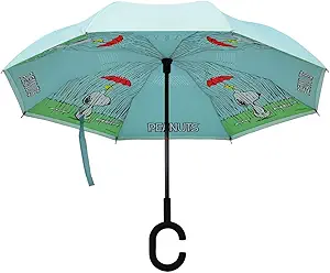 Peanuts Snoopy Woodstock Blue Revers-A-Brella No-Drip Inverted C-Handle Umbrella