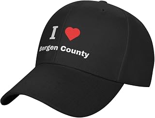 I Love Bergen County Baseball Cap for Men Women Adjustable Closure Golf Dad Hat