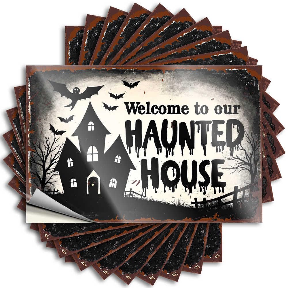 Decal Accessories | Reading Garage Spooky Halloween Haunted House Sign with Bats and Trees for Football(6X9CM)