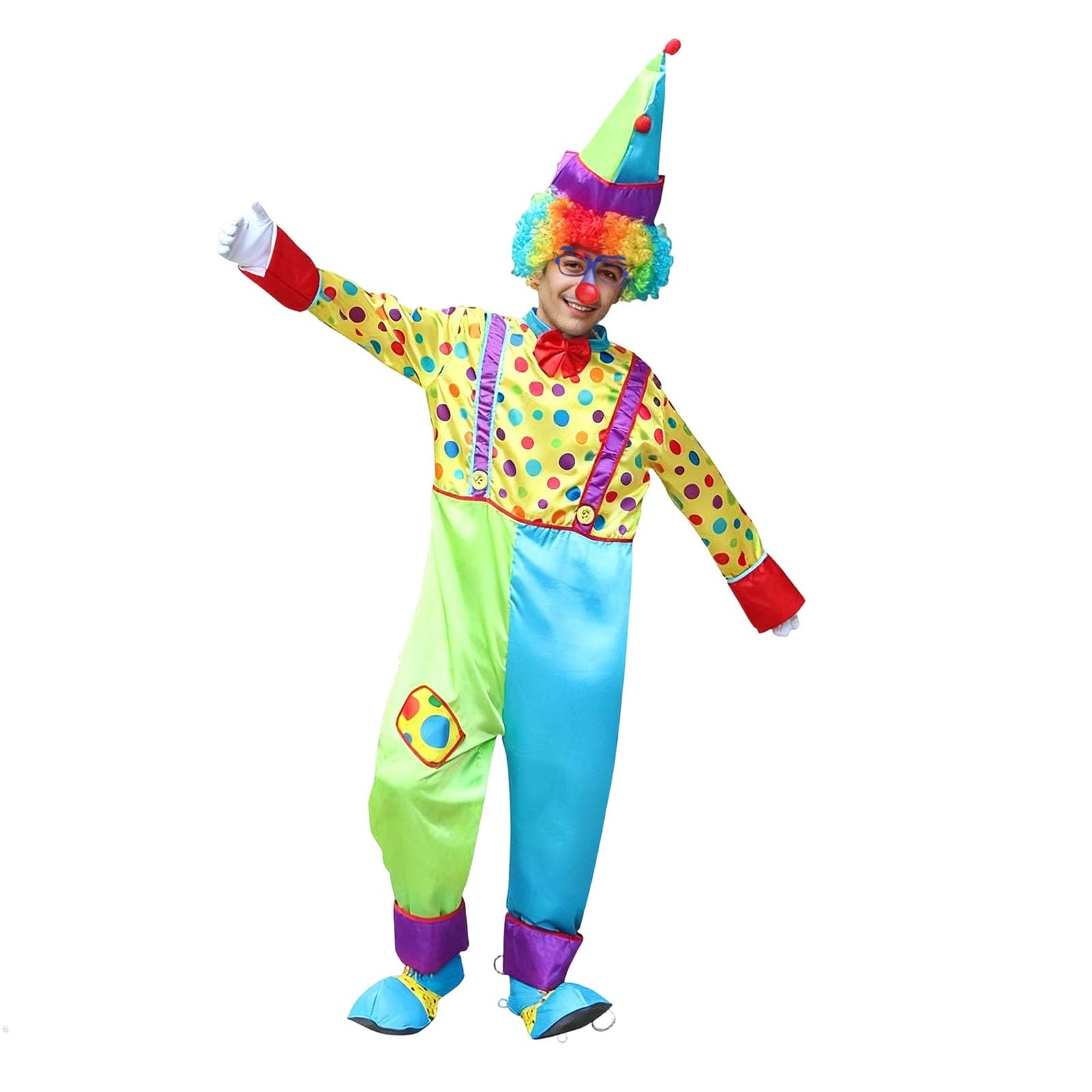 Generisch Clown Kostüm für Erwachsene Comedy Kostüme für Halloween, Karneval und Kostümpartys Breathable Tag der Unabhängigkeit Faschingskostüme