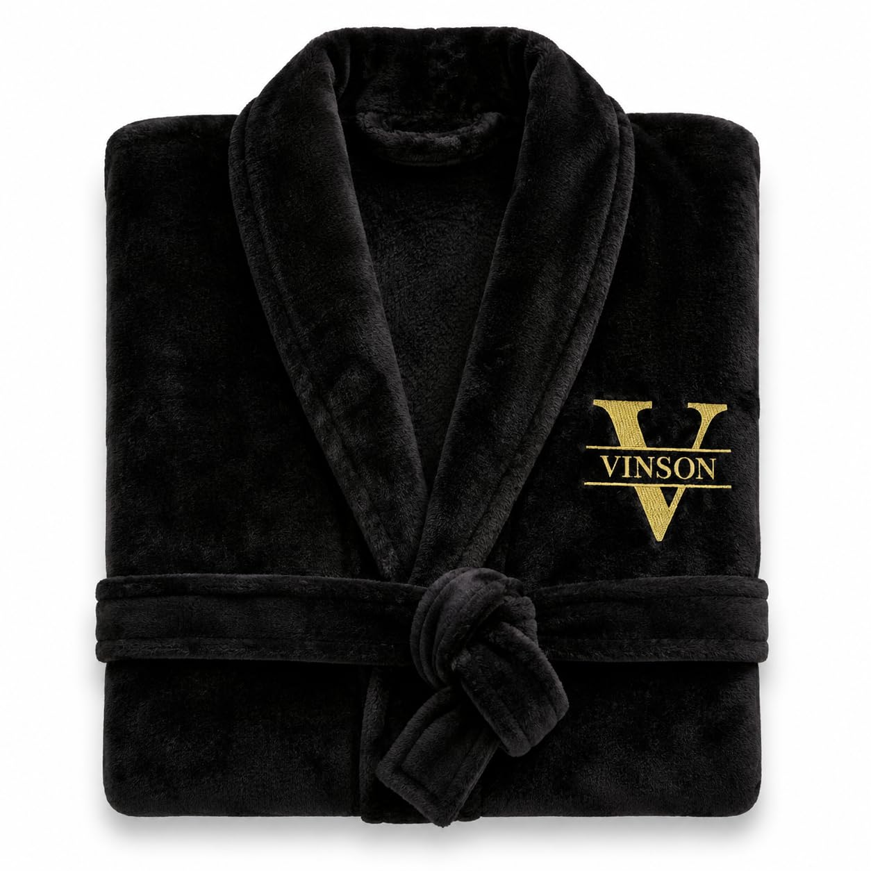 Personalization Universe Lavish Last Name Embroidered Fleece Robe