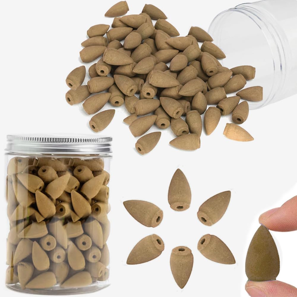 Skypro Sandalwood 100Pcs/Pack Sandalwood Backflow Brown Incense Cones, Long Lasting Aroma For Positivity & Pure Air,Wood Powder,Aromatherapy For Stress Relief, Air Purifier & Cleansing, Gift Set - Of 100 Cones