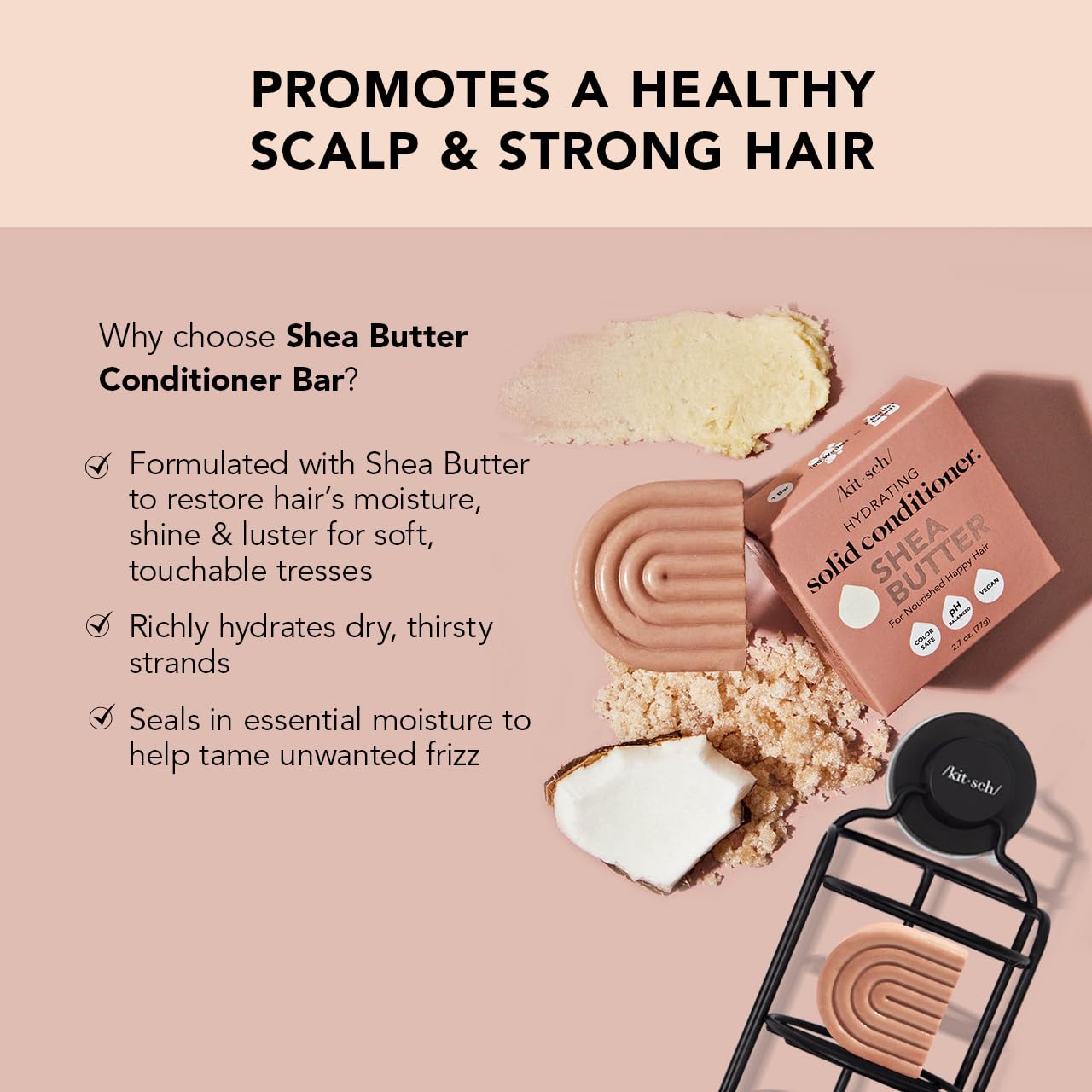 Kitsch Shea Butter Conditioner Bar, Shea Moisture Conditioner for Soft Hydrated Hair, Solid Hair Conditioner for Hair Care - Image 3