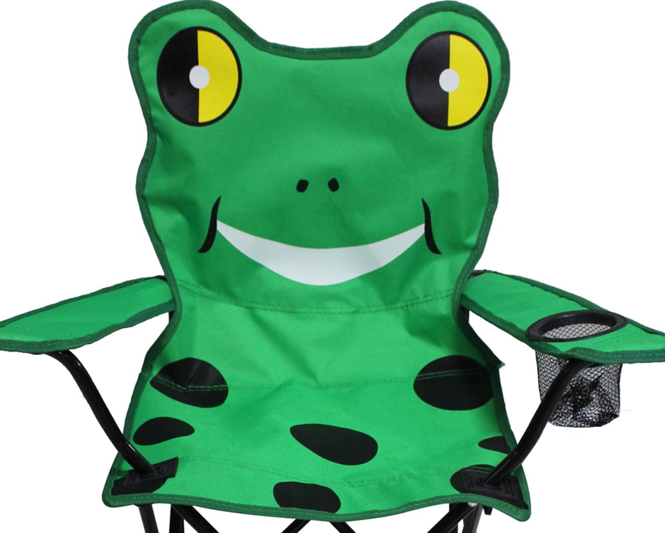 Kinder Anglersessel Campingstuhl Faltstuhl Anglerstuhl Motiv Frosch mit Getränkehalter und Tasche, Entspannen, Platzsparend, Grün Sport & Freizeit