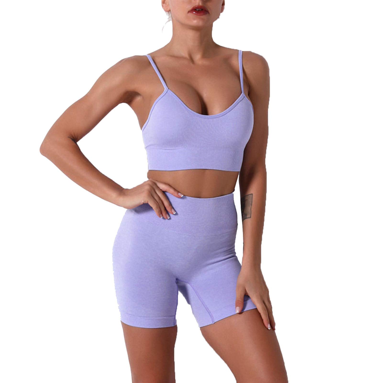 Damski dres sportowy do jogi, dres treningowy, damski zestaw treningowy, 2 sztuki, wysoka talia, cienkie spodenki do jogi, legginsy, seksowne spaghetti, biustonosz sportowy, strój do joggingu, fitnessu