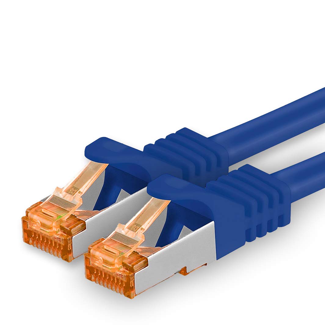 1aTTack.de 1,5m - Cat.7 Netzwerkkabel Blau - 1 Stück Gigabit Ethernet LAN Kabel 10000 Mbit s Patchkabel Cat7 Kabel S FTP PIMF Schirmung LSZH Cat.7 Rohkabel Rj45 Stecker Cat 6a - 1 x 1,5 Meter