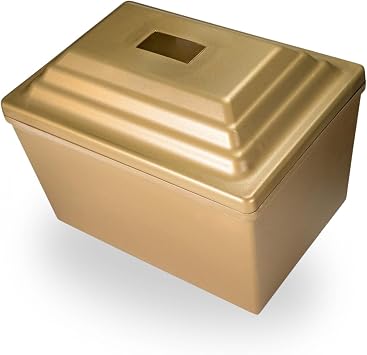 Silverlight Fortress Urn Vault in Gold, Single Urn Vault for One, Ground Burial Urn Vault, Holds One Adult Cremation Urn for Human Ashes, Durable Cremation Urn Vault for Cemetery Burial